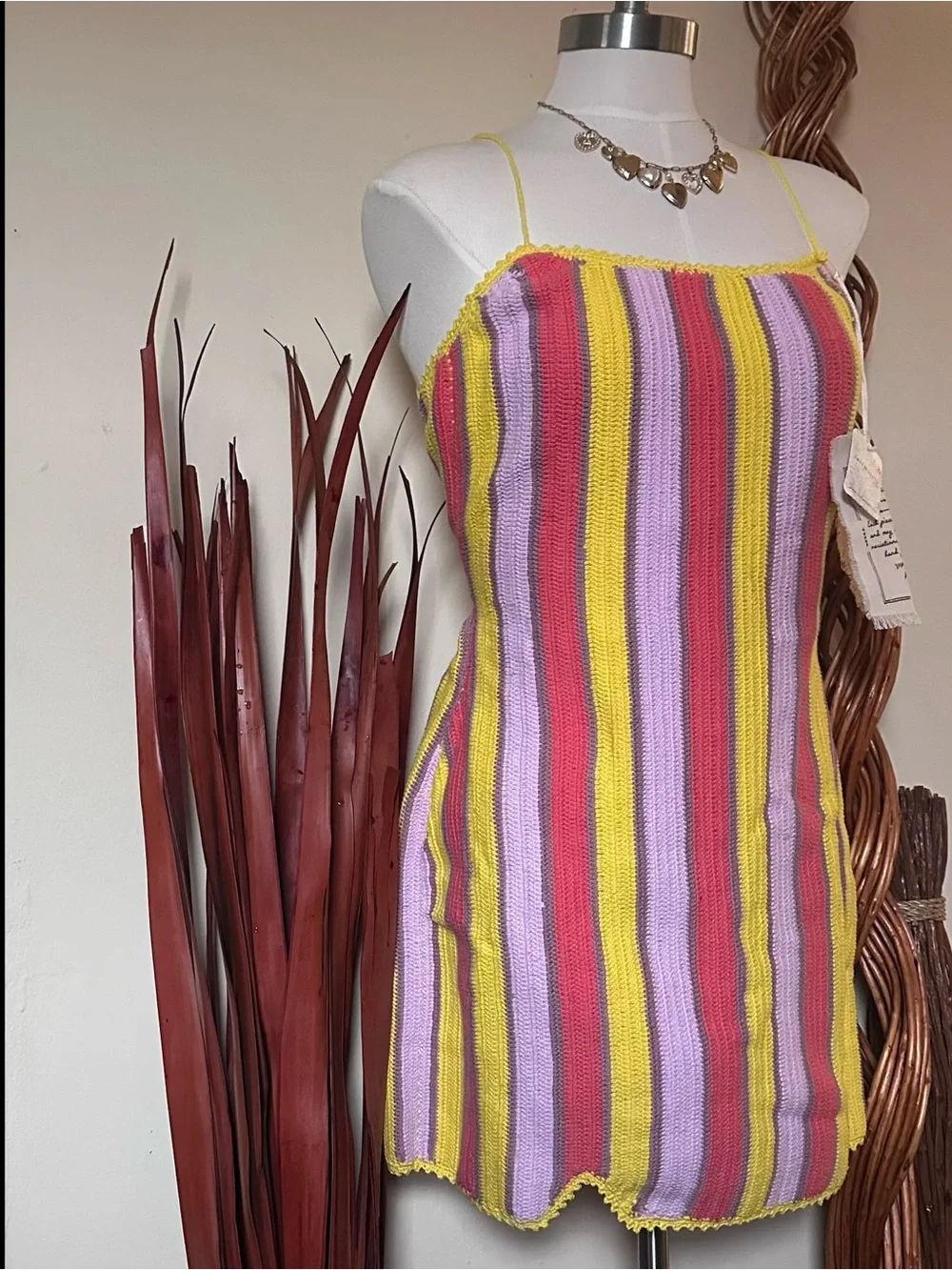 FREE PEOPLE Bali Crochet Popsicle Mini Dress (M) NWT